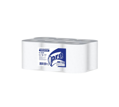 Бумажные полотенца PROtissue Premium 2 слоя, 150 м, 428 листов (20x35 см), белые. 6 рулонов, Сяський ЦБК С224