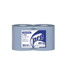 Полотенца PROtissue Premium бумажные протирочные 2 слоя, 350 м, 1000 листов (33х35 см), синие. 2 рулона, диаметр втулки 7,6 см Сяський ЦБК С406