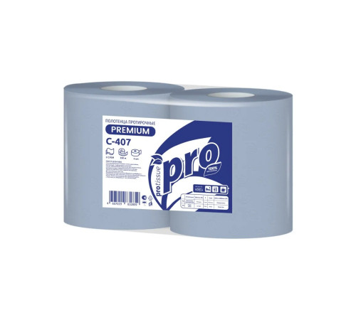 Полотенца PROtissue Premium бумажные протирочные 2 слоя, 350 м, 1000 листов (24х35 см), синие. 2 рулона, диаметр втулки 7,6 см Сяський ЦБК С407
