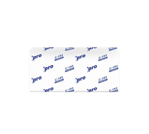 Бумажные полотенца PROtissue Comfort V сложения 1 слой, 250 листов / 33 гр (21x22 см), белые. 20 пачек Сясьский ЦБК С193