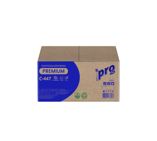Бумажные полотенца PROtissue Premium W сложения 2 слоя, 150 листов / 16 гр (21,5х32 см), белые, 21 пачка, Сяський ЦБК С447