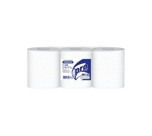 Туалетная бумага PROtissue Premium 2 слоя, 6 рулонов, 300 м, 1364 листа (10,5х22 см), белая, втулка 6 см, Сясьский ЦБК С348