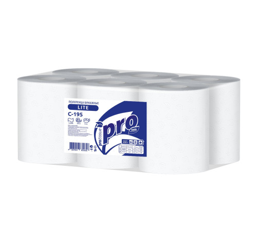 Бумажные полотенца PROtissue Lite 1 слой, 275 м, без перфорации, белые. 6 рулонов, Сяський ЦБК С195