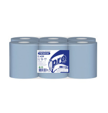 Бумажные полотенца PROtissue Premium 2 слоя, 150 м, 428 листов (20x35 см), синие. 6 рулонов, Сяський ЦБК С439
