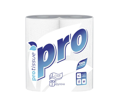 Бумажные полотенца PROtissue Premium 2 слоя, 15 м, 60 листов (23x25 см), белые. 48 рулонов, Сяський ЦБК С162
