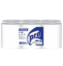Бумажные полотенца PROtissue Premium 2 слоя, 150 м, без перфорации, лист 20х35 см, белые. 6 рулонов, диаметр втулки 4,4 см, Сяський ЦБК С349