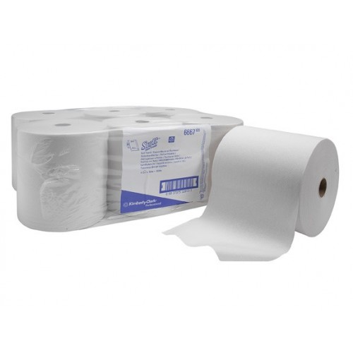 Бумажные полотенца Kimberly SCOTT 1-слойные, 6 рулонов, 304 м, белые, арт 6667km