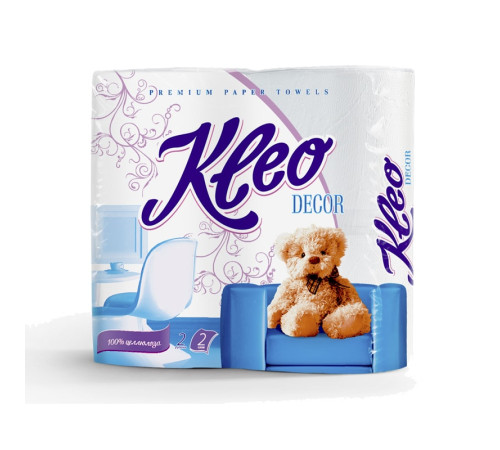 Бумажные полотенца Kleo Décor 2 слоя, 12 м, 82 листа. 2 рулона Сясьский ЦБК C120