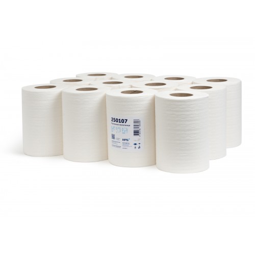 Бумажные полотенца НРБ РП 1-120\25 1-слойные, 12 рулонов, 120 м, белые, арт 250107
