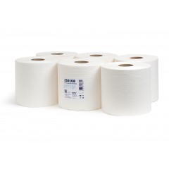 Бумажные полотенца РП 1-300\25 однослойные, 300 м, без перфорации, белые. 6 рулонов НРБ-Групп 250108