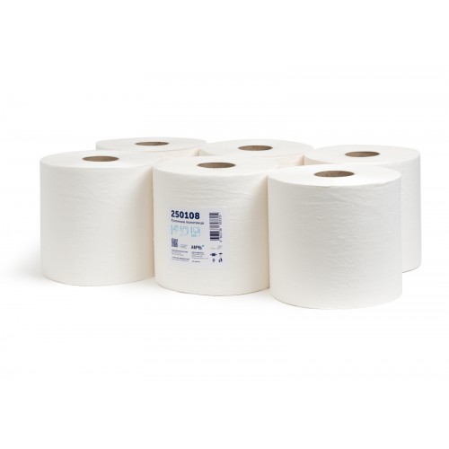 Бумажные полотенца НРБ РП 1-300\25 1-слойные, 6 рулонов, 300 м, белые, арт 250108