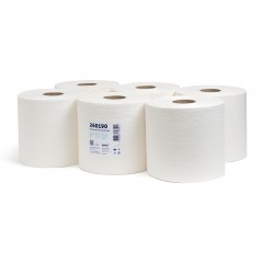 Бумажные полотенца НРБ П 1-190\Вт 3,8 однослойные, 190 м, без перфорации, белые. 6 рулонов