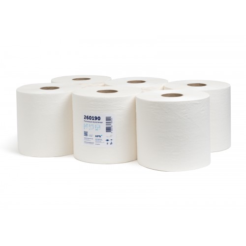 Бумажные полотенца НРБ П 1-190\Вт 3,8 1-слойные, 6 рулонов, 190 м, белые, арт 260190