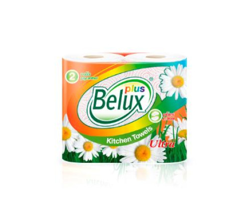 Бумажные полотенца Belux PLUS 2 слоя, 12.5 м, 55 листов (23x22 см), белые. 2 рулона Семья и комфорт 901