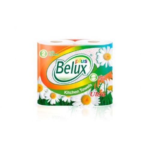 Бумажные полотенца Belux PLUS 2-х слойные, 2 рулона, 12.5 м, 55 листов (23x22 см), белые, арт 901