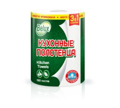 Бумажные полотенца Belux 2 слоя, 35 м, 150 листов (23x22 см), белые. 1 рулон Семья и комфорт 274373