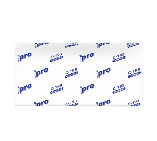Бумажные полотенца PROtissue Comfort V сложения 1 слой, 250 листов / 33 гр (21x22 см), белые. 20 пачек Сясьский ЦБК С193