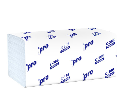 Бумажные полотенца PROtissue Premium V сложения 3 слоя, 180 листов / 16 гр (21x22 см), белые. 20 пачек Сясьский ЦБК С388