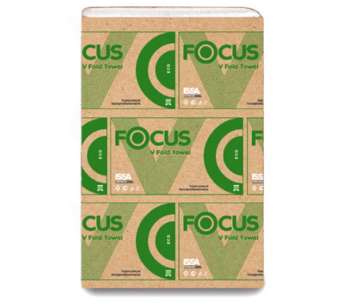 Бумажные полотенца Focus Eco, V сложение, 1 слой, 250 листов, 15пачек, белый