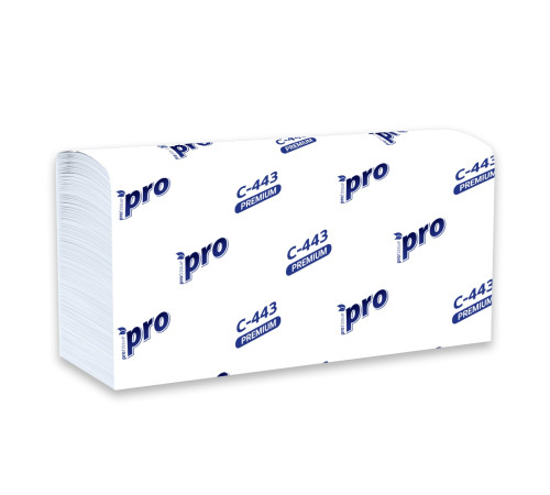 Бумажные полотенца PROtissue Premium Z сложения 2 слоя, 190 листов / 17 гр (21,5х24 см), белые, 21 пачка, Сяський ЦБК С443