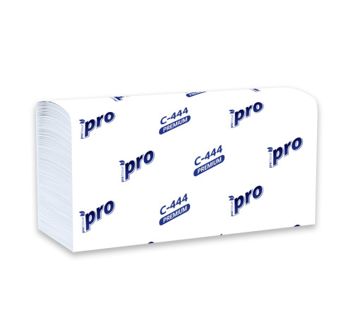 Бумажные полотенца PROtissue Premium Z сложения 2 слоя, 150 листов / 18 гр (21,5х24 см), белые, 28 пачек, Сяський ЦБК С444