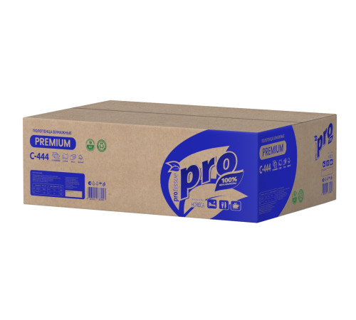 Бумажные полотенца PROtissue Premium Z сложения 2 слоя, 150 листов / 18 гр (21,5х24 см), белые, 28 пачек, Сяський ЦБК С444
