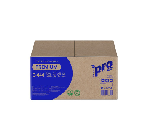 Бумажные полотенца PROtissue Premium Z сложения 2 слоя, 150 листов / 18 гр (21,5х24 см), белые, 28 пачек, Сяський ЦБК С444