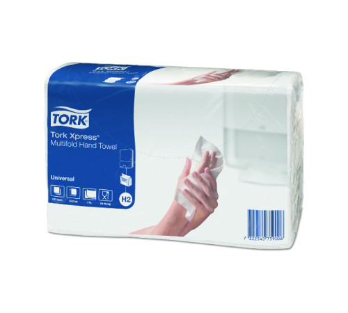 Tork 471103 Бумажные полотенца Xpress (H2) Z сложения 2 слоя, 190 листов (23.4x21.3 см), белые. 20 пачек