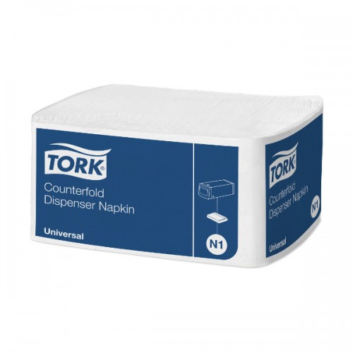 Салфетки бумажные Tork Counterfold (N1), 1-слойные, 300 листов, 30x33 см, 24 пачек в упаковке, белые, 10935