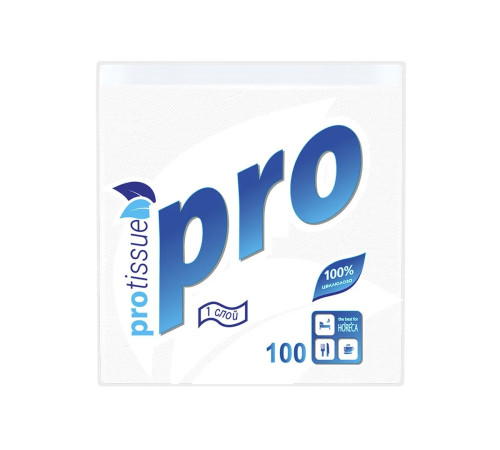 Салфетки бумажные PROtissue Comfort, 1 слой, 1/4 сложения, 24х24 см, 100 листов, белые, 40 пачек в упаковке, Сясьский ЦБК С184