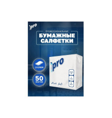 Салфетки бумажные PROtissue Pro Push Soft, 2 слоя, 1/4 сложения, 33х33 см, 50 листов, белые, 24 пачки в упаковке, Сясьский ЦБК С477