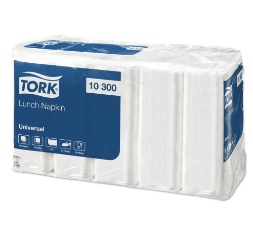 Tork 10300 Салфетки бумажные (N2), 1 слой, 300 листов, 30x24 см, 36 пачек в упаковке, белые