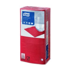 Салфетки бумажные 2-слойные, 200 листов, 24x24 см, 12 пачек в упаковке, красные Tork 477826