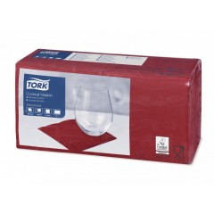 Салфетки бумажные Tork, 2-слойные, 200 листов, 24x24 см, 12 пачек в упаковке, бордо