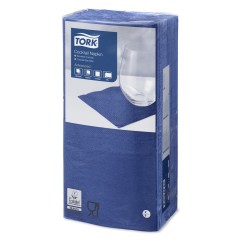 Салфетки бумажные Tork, 2-слойные, 200 листов, 24x24 см, 12 пачек в упаковке, темно-синие