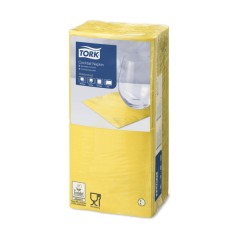 Салфетки бумажные Tork, 2-слойные, 200 листов, 24x24 см, 12 пачек в упаковке, желтые