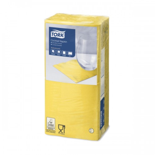 Салфетки бумажные Tork, 2-слойные, 200 листов, 24x24 см, 12 пачек в упаковке, желтые, 477823