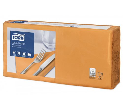 Tork 477843 Салфетки бумажные 2 слоя, 200 листов, 33x33 см, 10 пачек в упаковке, оранжевые