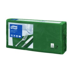 Салфетки бумажные 2-слойные, 200 листов, 33x33 см, 10 пачек в упаковке, темно-зеленые Tork 477214
