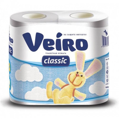 Туалетная бумага Linia Veiro Classic 2-х слойная, 4 рулона, 17,5 м, белая, арт 5c24