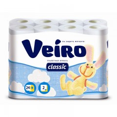 Туалетная бумага Linia Veiro Classic 2-х слойная, 24 рулона, 17,5 м, 140 листов, белая