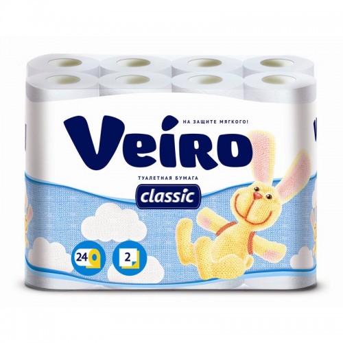 Туалетная бумага Linia Veiro Classic 2-х слойная, 24 рулона, 17,5 м, 140 листов, белая, арт 5c224