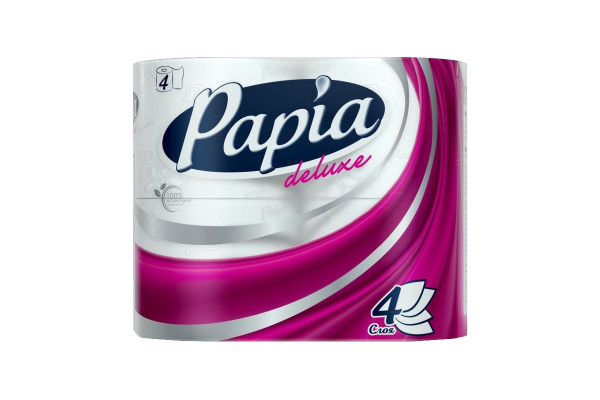 Туалетная бумага Papia Deluxe 4 слоя, 4 рулона 175 м 140 листов (9.5x12.5 см) белая, 5031371