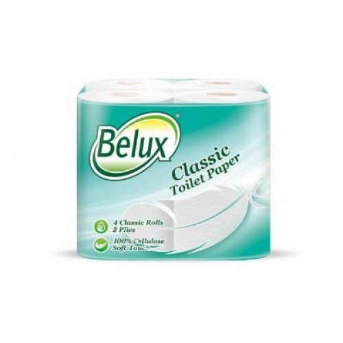 Туалетная бумага Belux Classic 2-х слойная, 8 рулонов, 16 м, 140 листов (11.5x9.1 см), белая, арт 274380