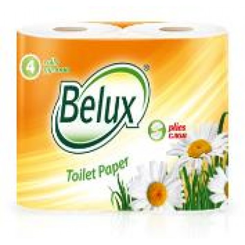 Туалетная бумага Belux 2-х слойная, 4 рулона, 20 м, 170 листов (11.5x9.5 см), белая, арт 800