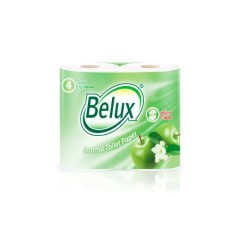 Туалетная бумага Belux с ароматом яблока 2-х слойная, 4 рулона, 19 м, 160 листов (11.5x9.5 см), белая Семья и комфорт 902