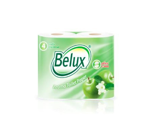 Туалетная бумага Belux с ароматом яблока 2 слоя, 4 рулона, 19 м, 160 листов (11.5x9.5 см), белая Семья и комфорт 902