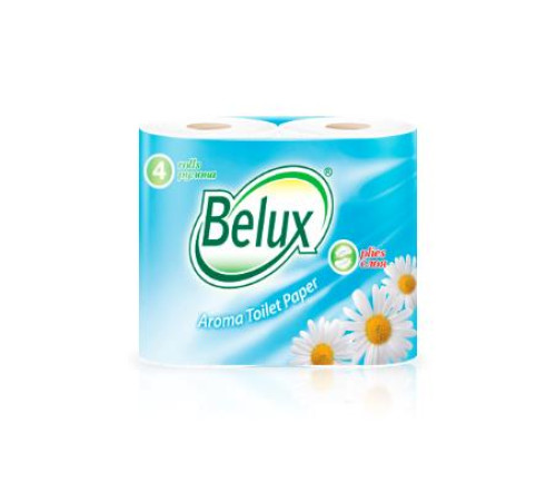 Туалетная бумага Belux с ароматом ромашки 2 слоя, 4 рулона, 19 м, 160 листов (11.5x9.5 см), белая Семья и комфорт 903