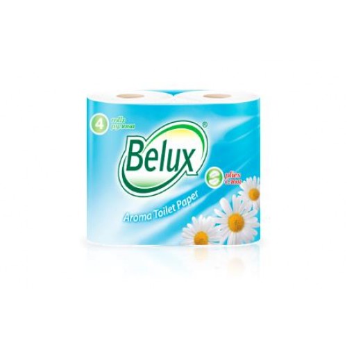Туалетная бумага Belux с ароматом ромашки 2-х слойная, 4 рулона, 19 м, 160 листов (11.5x9.5 см), белая, арт 903