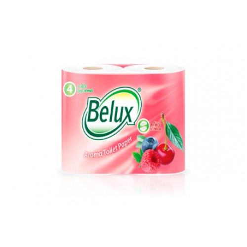 Туалетная бумага Belux с ароматом лесных ягод 2-х слойная, 4 рулона, 19 м, 160 листов (11.5x9.5 см), белая, арт 904